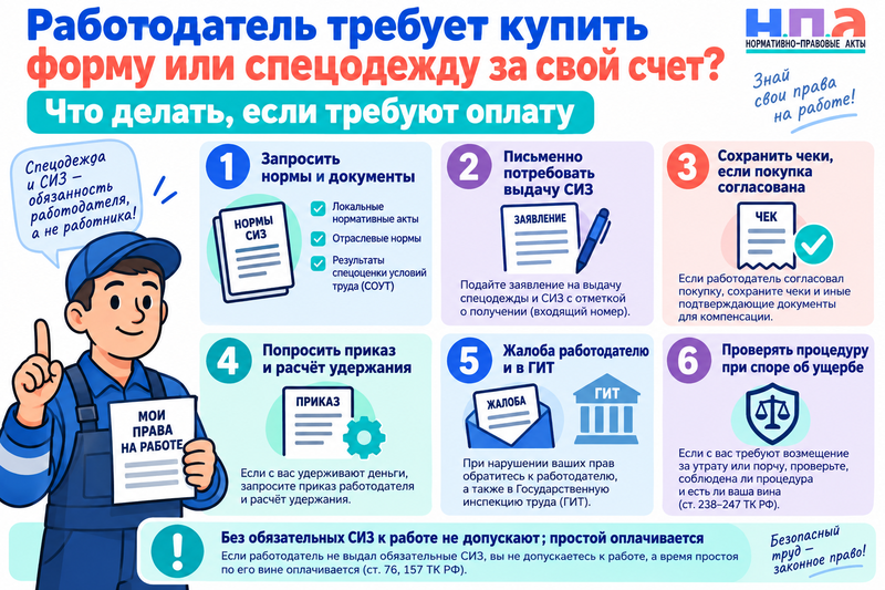 Работодатель требует купить форму или спецодежду за свой счет: законно ли это