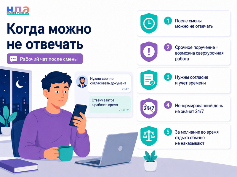Работодатель требует отвечать в рабочем чате после окончания рабочего дня: можно ли отказаться