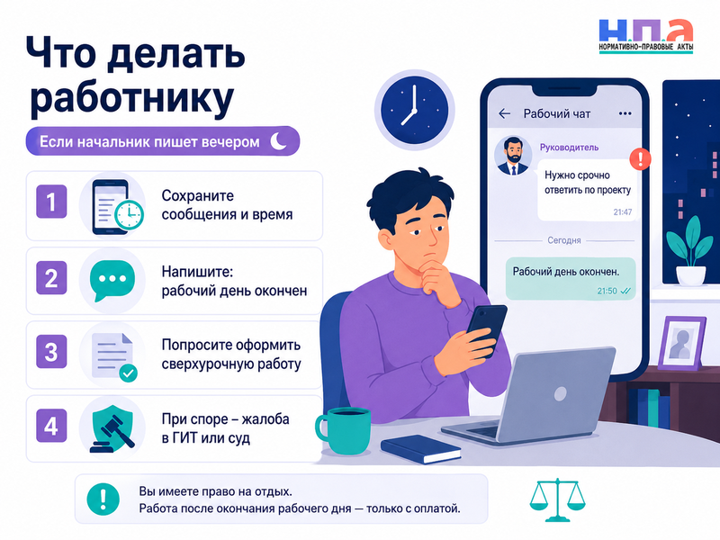 Работодатель требует отвечать в рабочем чате после окончания рабочего дня: можно ли отказаться