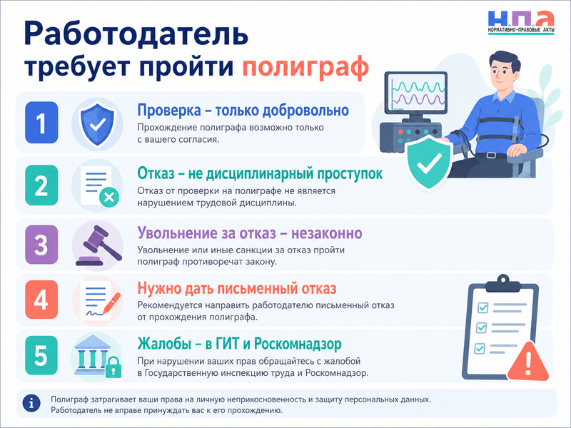 Работодатель требует пройти полиграф можно ли отказаться и законно ли увольнение