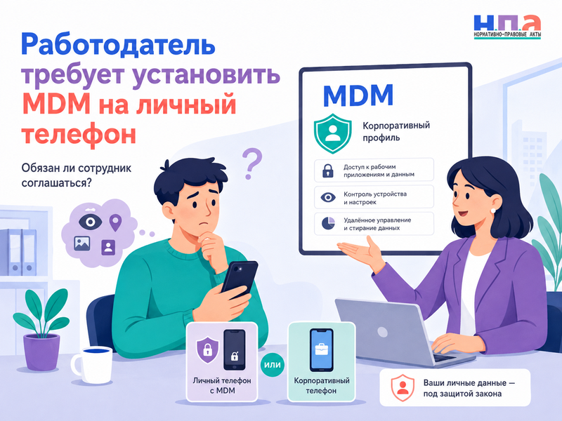 Работодатель требует установить MDM на личный телефон обязан ли сотрудник давать контроль над смартфоном