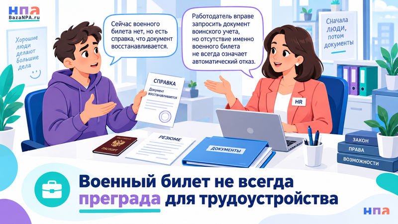 Работодатель требует военный билет могут ли отказать без него