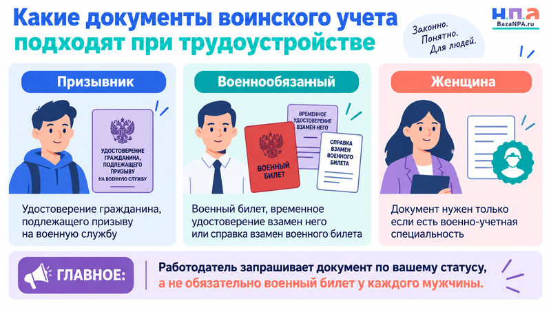Работодатель требует военный билет могут ли отказать без него