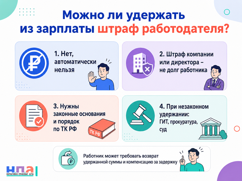 Работодатель требует возместить административный штраф можно ли удержать его из зарплаты