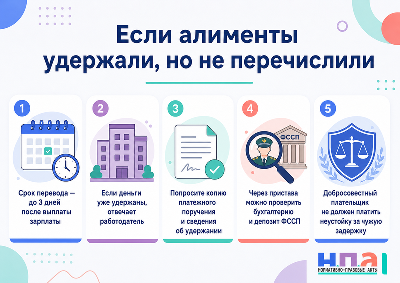 Работодатель удержал алименты из зарплаты, но не перечислил их получателю
