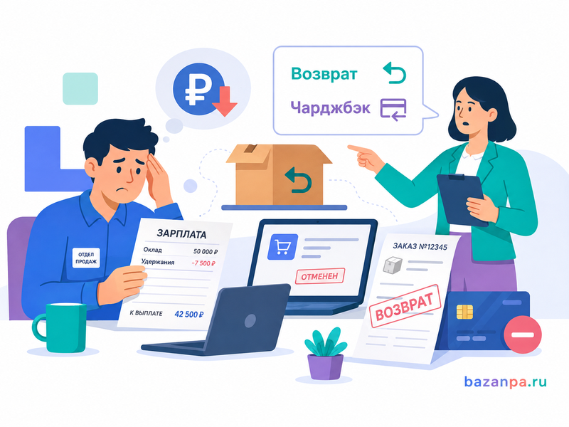 Работодатель удерживает из зарплаты стоимость клиентских возвратов, отмененных заказов или банковских чарджбэков когда это незаконно