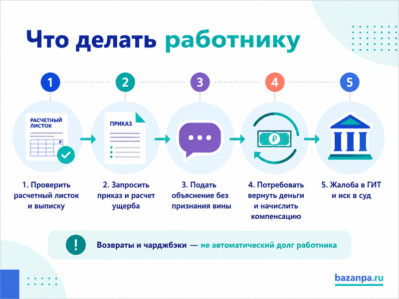 Работодатель удерживает из зарплаты стоимость клиентских возвратов, отмененных заказов или банковских чарджбэков когда это незаконно