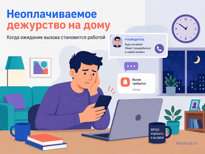 Работодатель устанавливает неоплачиваемое дежурство на дому считается ли ожидание вызова рабочим временем