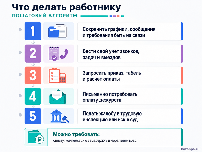 Работодатель устанавливает неоплачиваемое дежурство на дому считается ли ожидание вызова рабочим временем