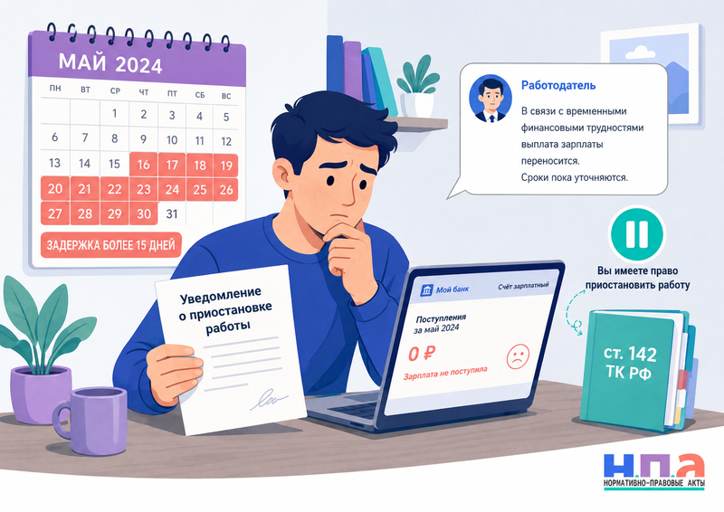 Работодатель задерживает зарплату более 15 дней как приостановить работу и сохранить средний заработок