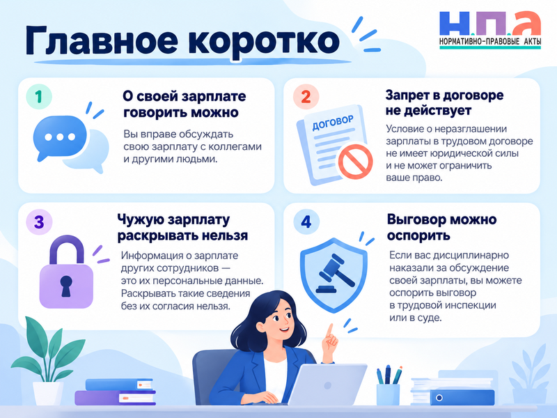 Работодатель запрещает рассказывать о своей зарплате - законно ли это