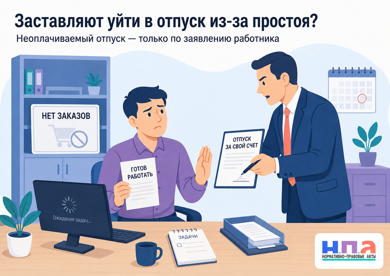 Работодатель заставляет оформить отпуск во время простоя или отсутствия заказов можно ли отказаться