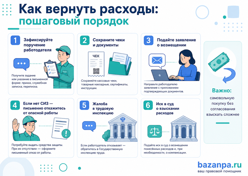 Работодатель заставляет покупать форму, спецодежду, СИЗ или инструменты как вернуть расходы