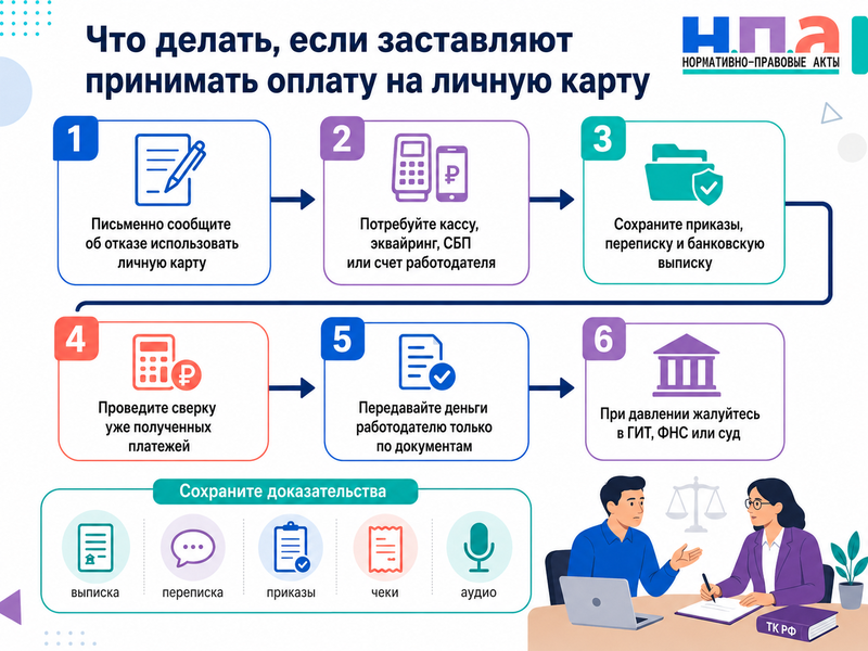 Работодатель заставляет принимать деньги клиентов на личную банковскую карту налоговые риски и ответственность за платежи