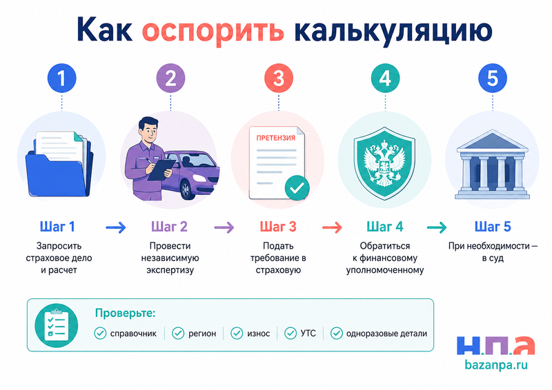 Расчет выплаты по ОСАГО после 11 июля 2026 года новые цены запчастей, материалы и оспаривание калькуляции