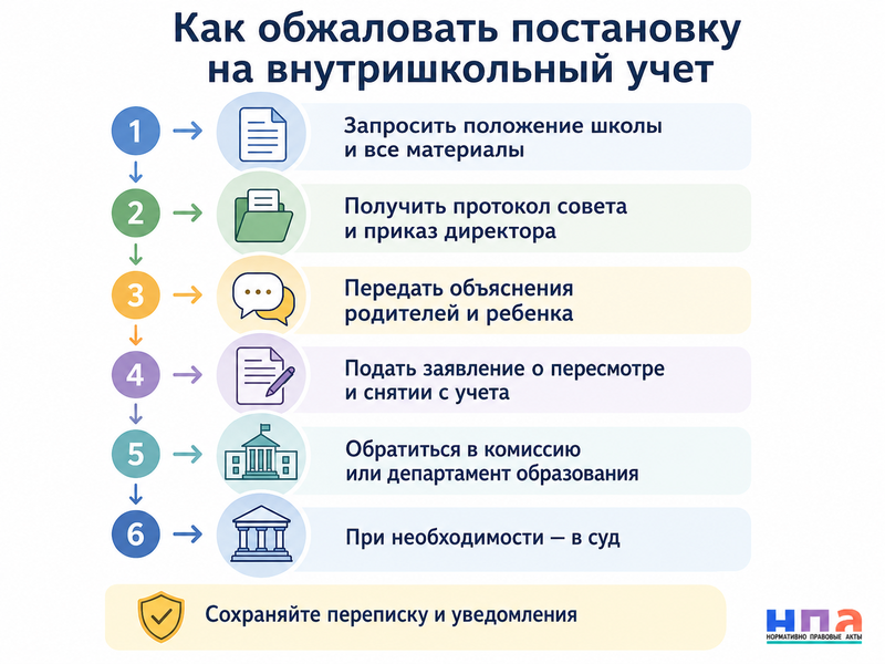 Ребенка поставили на внутришкольный учет основания, последствия и обжалование