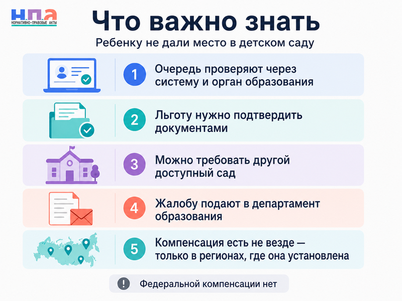 Ребенку не дали место в детском саду очередь, льготы, жалоба и компенсация в регионах