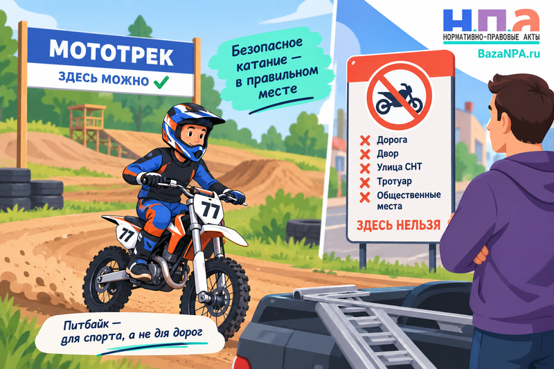 Ребёнок ездит на питбайке где это разрешено и за что отвечают родители