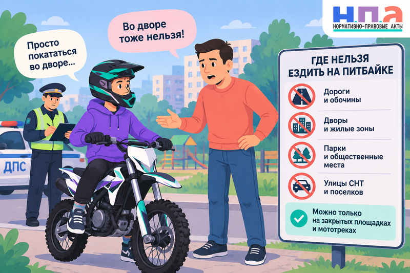 Ребёнок ездит на питбайке где это разрешено и за что отвечают родители