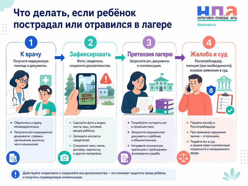 Ребенок получил травму или отравился в детском лагере кто отвечает и как взыскать компенсацию