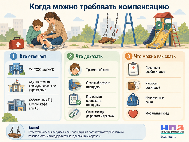 Ребенок получил травму на детской площадке ответственность УК, администрации или собственника (1)