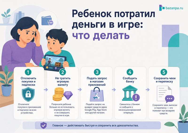 Ребенок потратил деньги в мобильной игре или приложении как отменить покупку и вернуть платеж