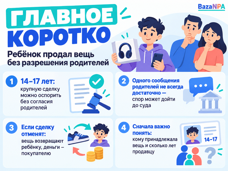 Ребёнок продал телефон без спроса - могут ли родители вернуть его