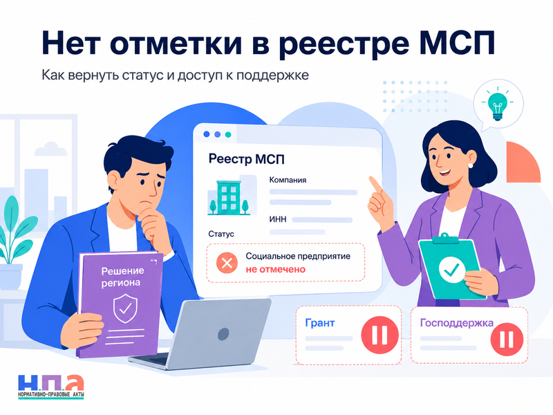 Регион признал компанию социальным предприятием, но отметки нет в реестре МСП