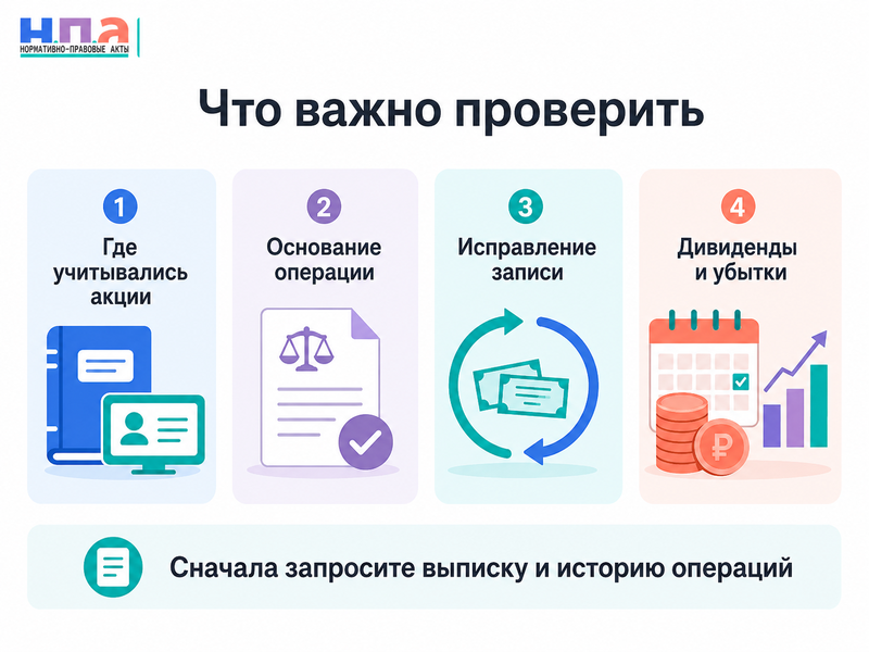 Регистратор или депозитарий ошибочно списал акции как восстановить запись и дивиденды