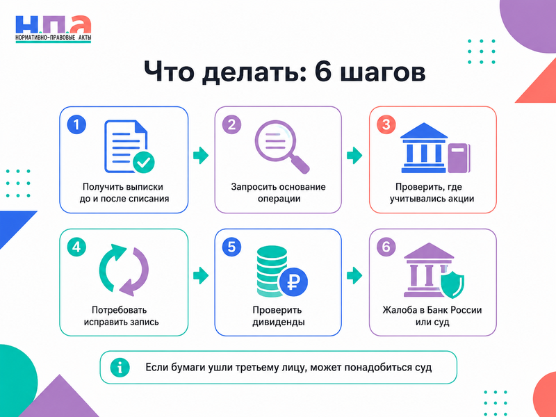 Регистратор или депозитарий ошибочно списал акции как восстановить запись и дивиденды