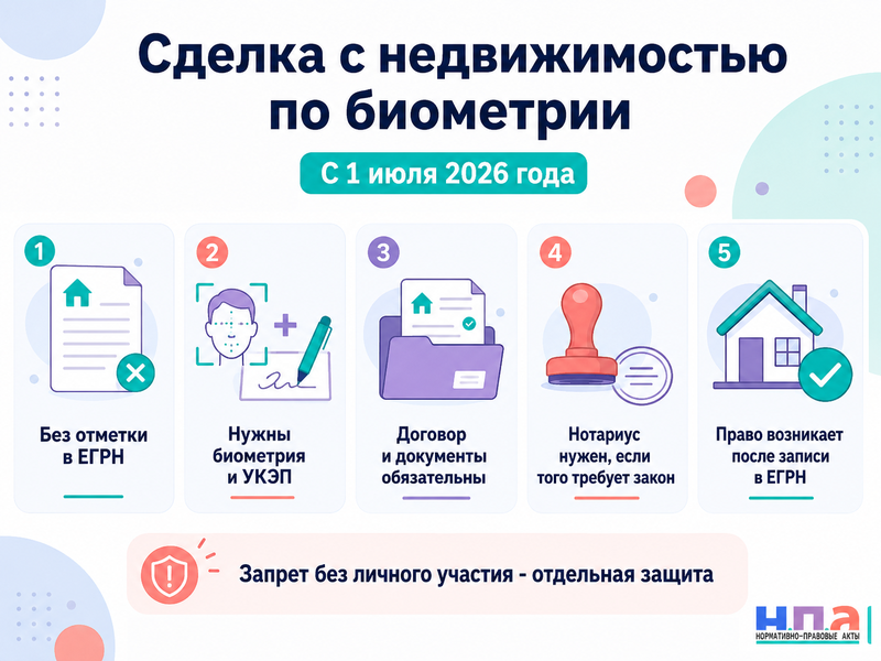 Регистрация сделки с недвижимостью по биометрии с 1 июля 2026 года без отметки в ЕГРН