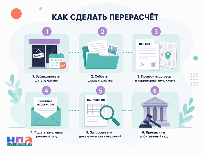 Регоператор начисляет ТКО по закрытому или неиспользуемому помещению можно ли сделать перерасчёт