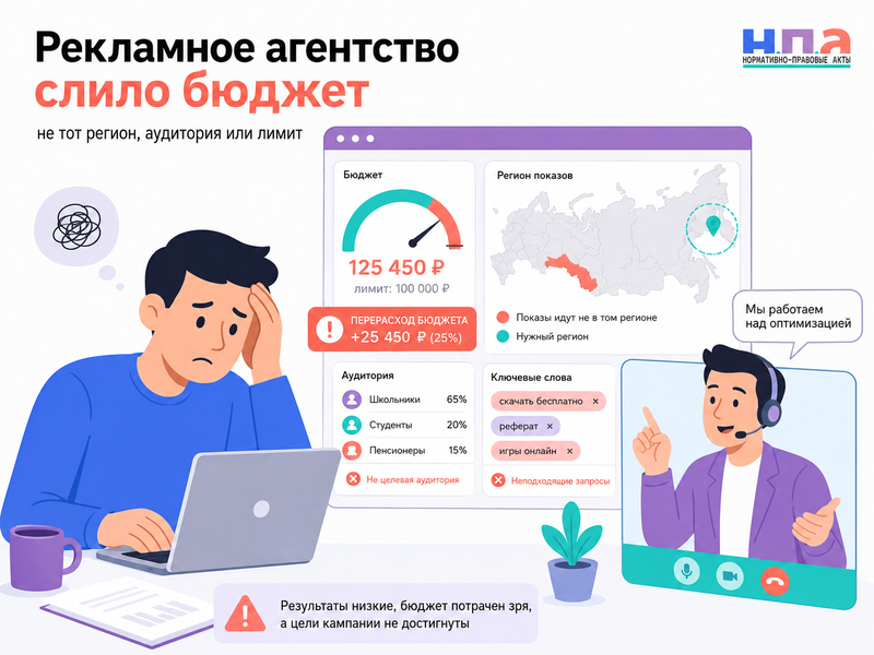 Рекламное агентство неправильно настроило рекламу: кто возмещает перерасход бюджета