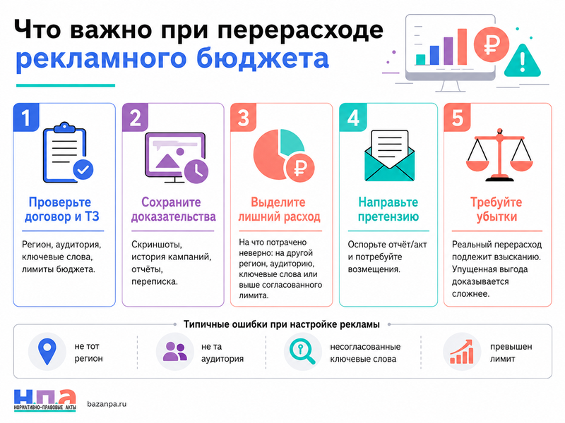 Рекламное агентство неправильно настроило рекламу: кто возмещает перерасход бюджета