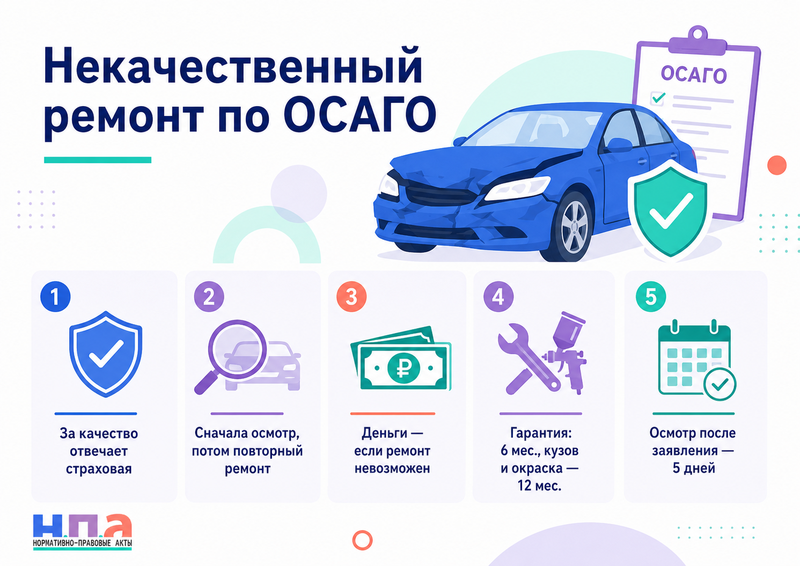 Ремонт по ОСАГО выполнен некачественно: кто устраняет недостатки и можно ли получить деньги