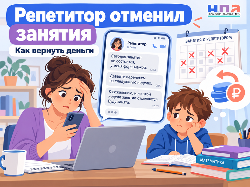 Репетитор отменил оплаченные занятия - как вернуть деньги