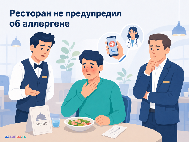 Ресторан не предупредил об аллергене как взыскать лечение и компенсацию