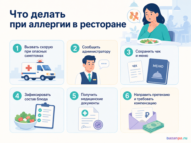 Ресторан не предупредил об аллергене: как взыскать лечение и компенсацию