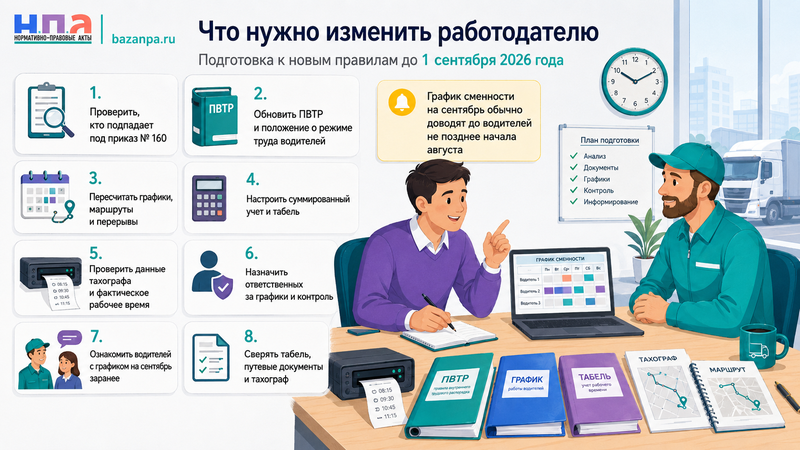 Режим труда и отдыха водителей с 1 сентября 2026 года новые правила для работодателей