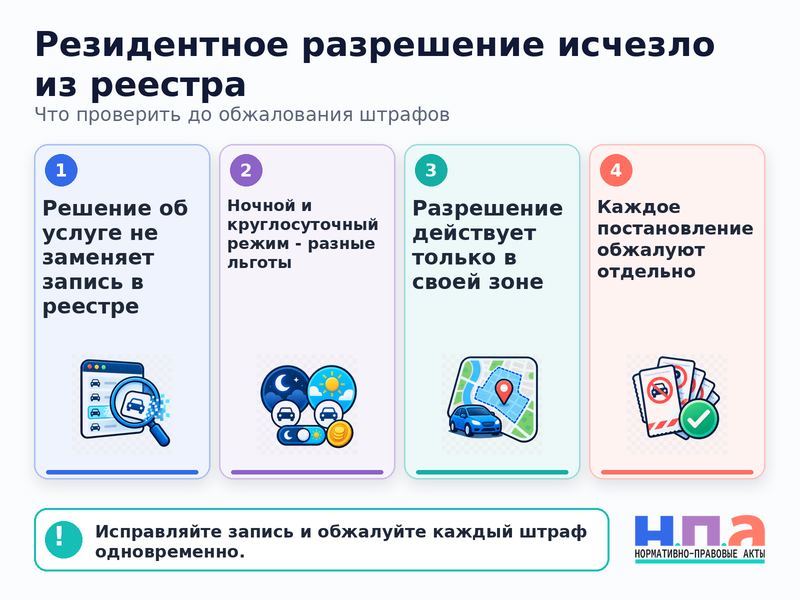 Резидентное парковочное разрешение не отображается в реестре