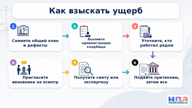 Ритуальная служба повредила могилу, памятник или ограду