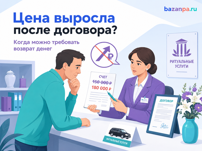 Ритуальная служба повысила цену после заключения договора или плохо оказала услуги возврат денег и компенсация