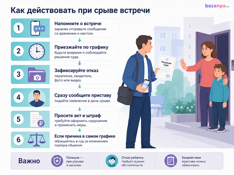 Родитель не исполняет решение суда о порядке общения с ребенком приставы, штрафы и изменение встреч