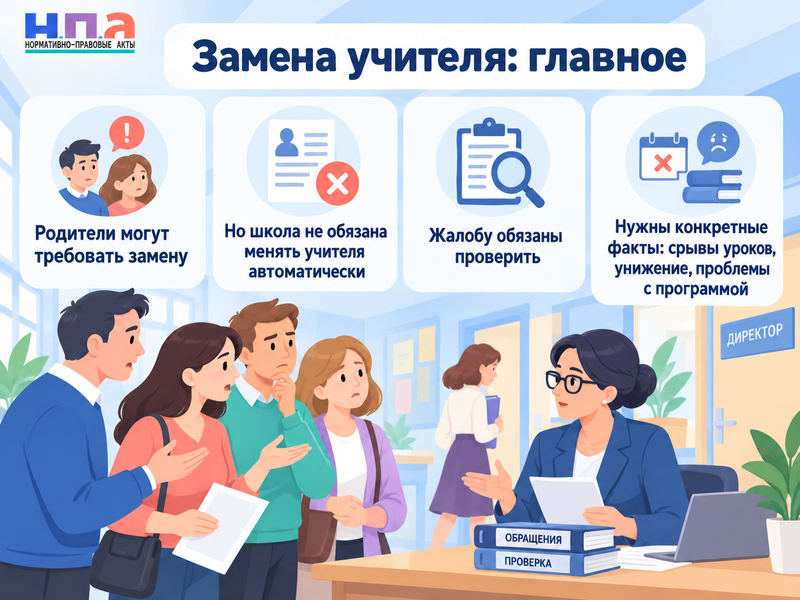 Родители требуют заменить учителя - обязана ли школа это сделать