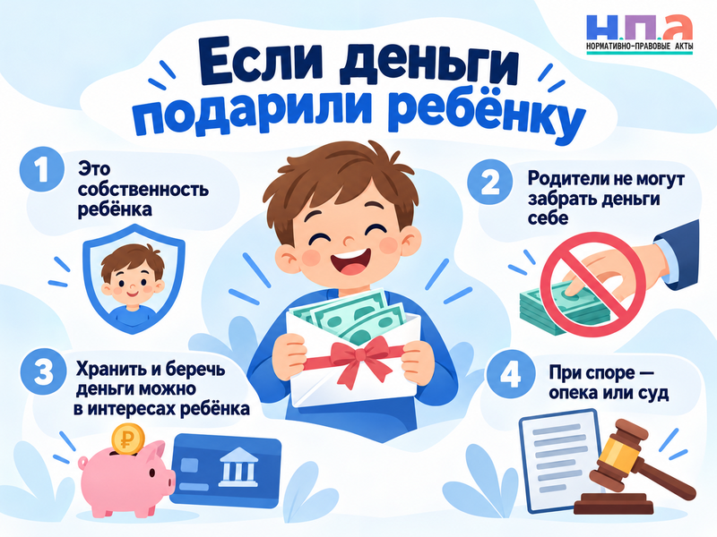 Родители забрали подаренные ребёнку деньги - имеют ли право и как вернуть