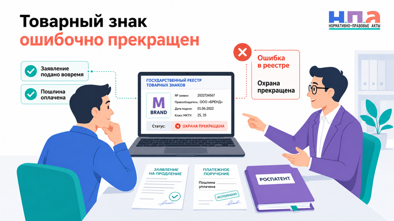 Роспатент показывает товарный знак прекратившим действие как восстановить охрану и исправить реестр