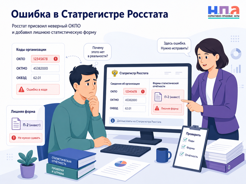 Росстат присвоил неправильный ОКПО, код или лишнюю форму как исправить Статрегистр и отменить штраф