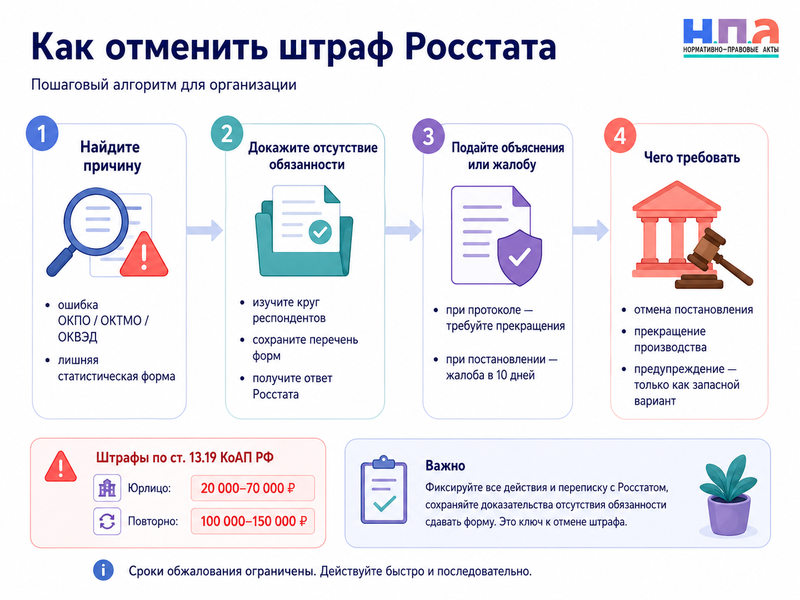 Росстат присвоил неправильный ОКПО, код или лишнюю форму как исправить Статрегистр и отменить штраф