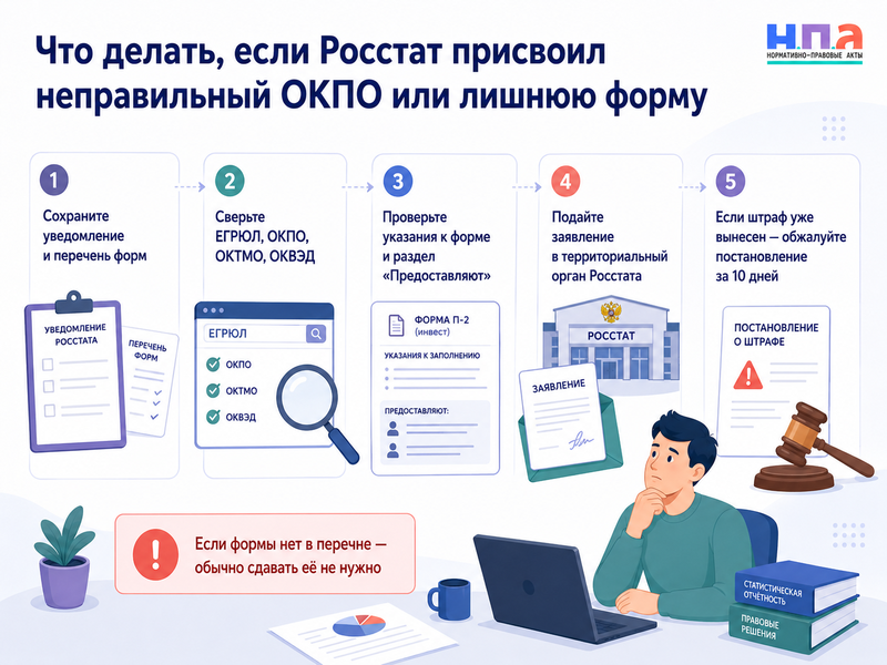 Росстат присвоил неправильный ОКПО, код или лишнюю форму как исправить Статрегистр и отменить штраф