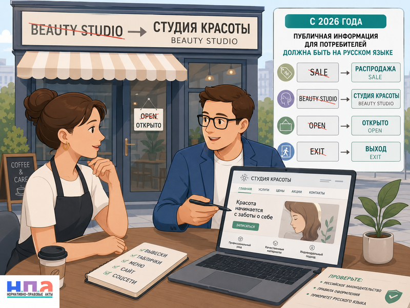 Русский язык на вывесках, сайтах и в рекламе в 2026 году какие иностранные слова запрещены